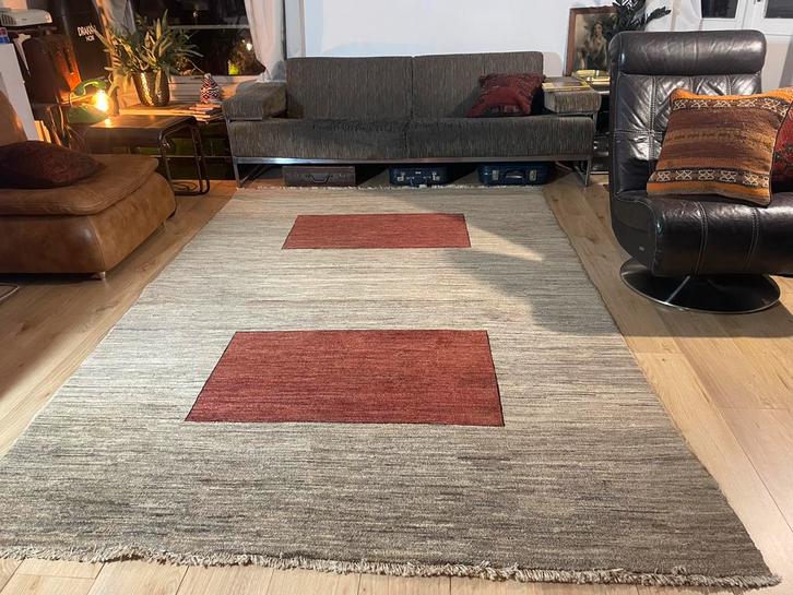 Handgeknoopt Vintage retro vloerkleed Gabbeh stijl 282 x190, Huis en Inrichting, Stoffering | Tapijten en Kleden, Zo goed als nieuw