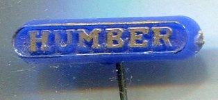 Humber goud op blauw plastic auto speldje ( B_164 ), Ophalen of Verzenden, Zo goed als nieuw, Transport, Speldje of Pin