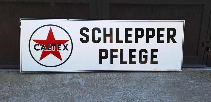 Groot emaille reclame bord van Caltex Motor oil️️⛽️, Verzamelen, Merken en Reclamevoorwerpen, Gebruikt, Reclamebord, Ophalen of Verzenden