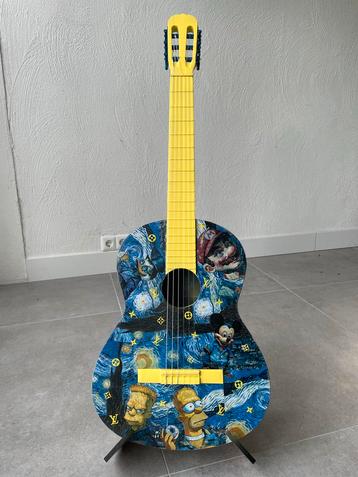 Van Gogh Gitaar - Handgemaakt Kunstobject beschikbaar voor biedingen