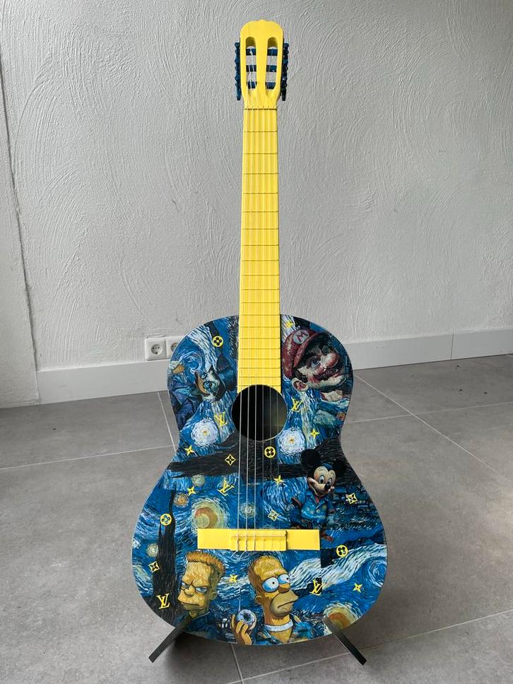 Van Gogh Gitaar - Handgemaakt Kunstobject, Muziek en Instrumenten, Snaarinstrumenten | Gitaren | Akoestisch, Nieuw, Klassieke of Spaanse gitaar