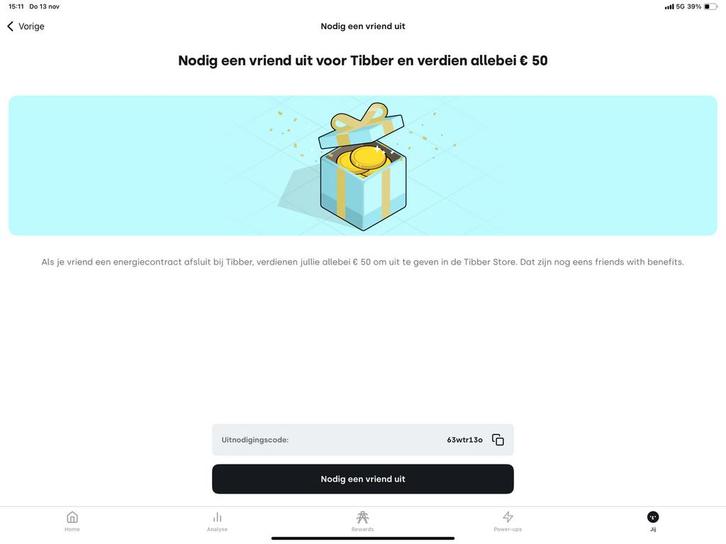 Tibber vriendencode 50 euro korting- shoptegoed  63wtr13o, Tickets en Kaartjes, Kortingen en Cadeaubonnen, Drie personen of meer