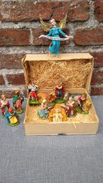 Kerststal beeldjes jaren 50/60 vintage retro 12delig, Diversen, Kerst, Ophalen of Verzenden, Gebruikt