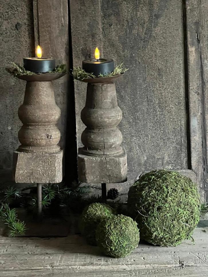 Stoere baluster kandelaar, Huis en Inrichting, Woonaccessoires | Kandelaars en Kaarsen, Nieuw, Kandelaar, 25 tot 50 cm, Hout, Ophalen of Verzenden