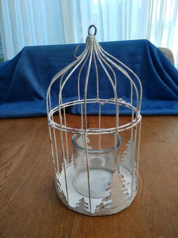 WINDLICHT of plantenhanger 40 cm hoog, wit gecoat metaal beschikbaar voor biedingen
