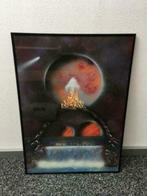 Modern schilderij incl lijst handmade verfspuit techniek, Gebruikt, 50 tot 75 cm, Verzenden, Schilderij