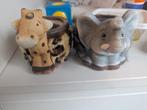 Mini Bloempotjes Giraf & Olifant - Jungle Kamer Decoratie, Tuin en Terras, Bloempotten, Ophalen of Verzenden, Overige vormen, Aardewerk