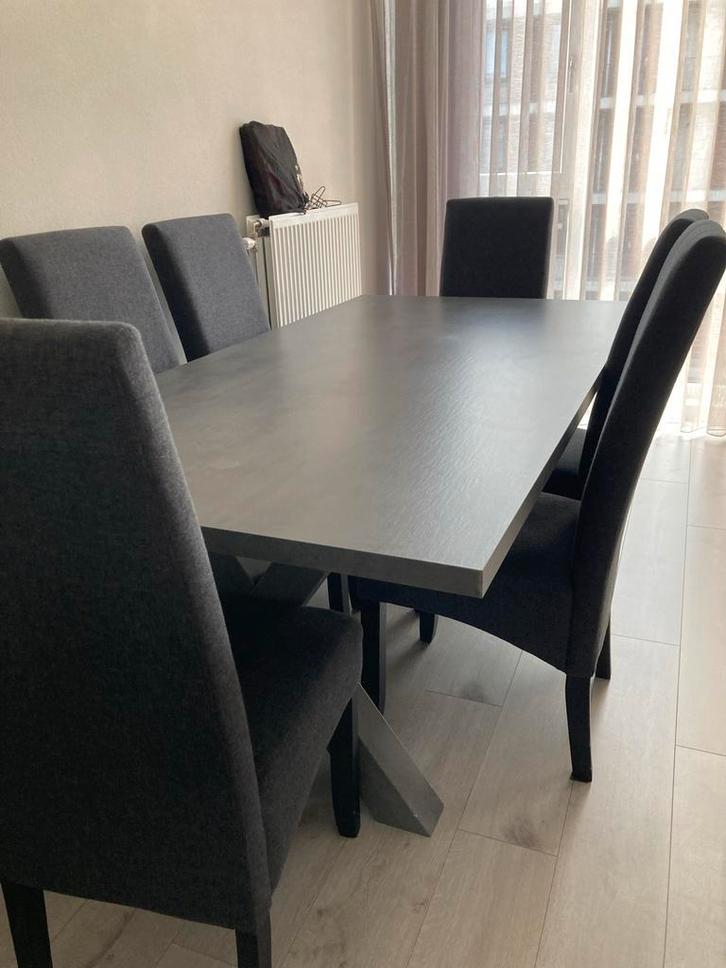 Antraciet eettafel voor 10 personen, Huis en Inrichting, Tafels | Eettafels, Zo goed als nieuw, 50 tot 100 cm, 150 tot 200 cm