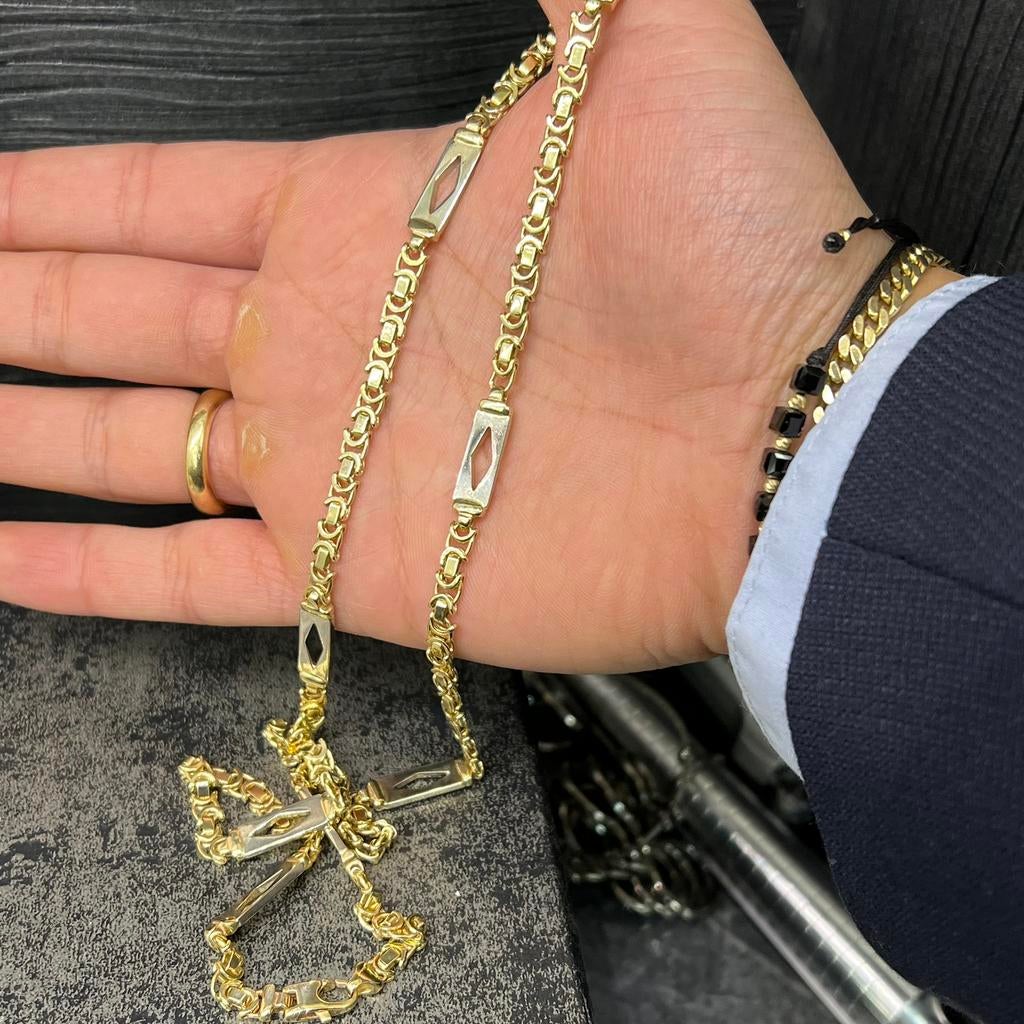 14k gouden ketting koningsketting 40 gram plat schakel, Sieraden, Tassen en Uiterlijk, Kettingen, Ophalen of Verzenden, Zo goed als nieuw