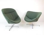 2 Rudolf Wolf swivel chair Modello groen ploegstof ploegwool, Huis en Inrichting, Fauteuils, Modern vintage, ., 75 tot 100 cm