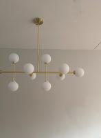 Luxe hanglamp goud met wit glas, 50 tot 75 cm, Ophalen of Verzenden, Luxe design modern klassiek, Glas