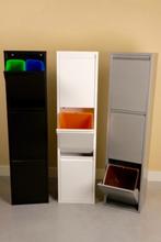 NIEUW Grijs wit zwart - hoog smal afvalscheiding 3/4 emmers, Nieuw, 40 liter of meer, Ophalen of Verzenden, Metaal