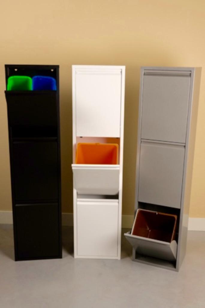 NIEUW Grijs wit zwart - hoog smal afvalscheiding 3/4 emmers, Huis en Inrichting, Woonaccessoires | Prullenbakken, Nieuw, Metaal