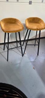 2x Barkrukken in nieuwstaat goud velours, Ophalen, Zo goed als nieuw, Twee