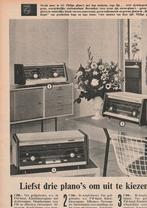 Retro reclame 1961 Philips plano radio liefst drie stuks, Verzenden, Overige typen