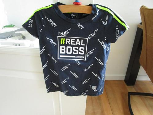 Baby Blue maat 86 - stoer shirt Real Boss, Kinderen en Baby's, Babykleding | Maat 86, Zo goed als nieuw, Jongetje, Shirtje of Longsleeve