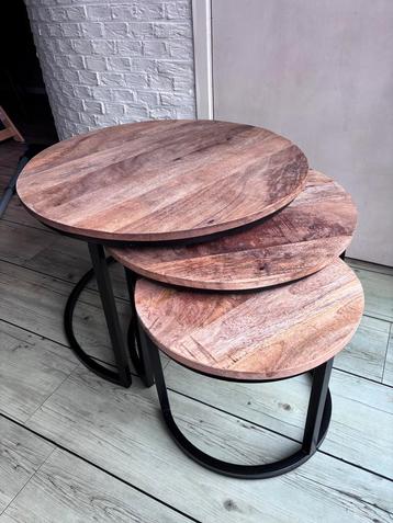 Salontafel set 3 mahonie - vintage look beschikbaar voor biedingen