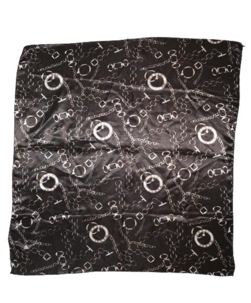 Vintage foulard, shawl, Gerry Weber, brown chains, Kleding | Dames, Mutsen, Sjaals en Handschoenen, Zo goed als nieuw, Sjaal, Verzenden