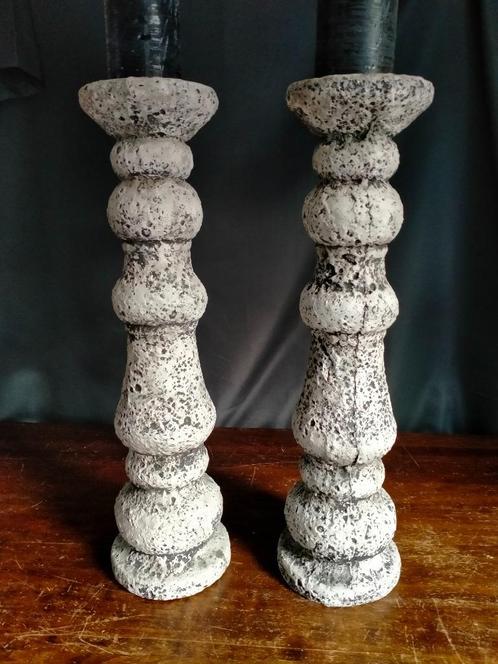 Stenen kandelaars lava steengrijs, Antiek en Kunst, Antiek | Kandelaars, Ophalen of Verzenden
