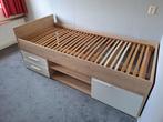 Bed, matrasmaat 90 x 200 cm, eikenkleur/wit, Huis en Inrichting, Slaapkamer | Bedden, 90 cm, Eenpersoons, Wit, Zo goed als nieuw