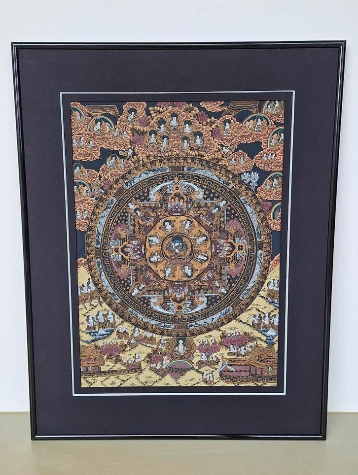Tibetaanse thangka schilderij tankawiel geschilderd op zijde, Antiek en Kunst, Kunst | Niet-Westerse kunst, Ophalen