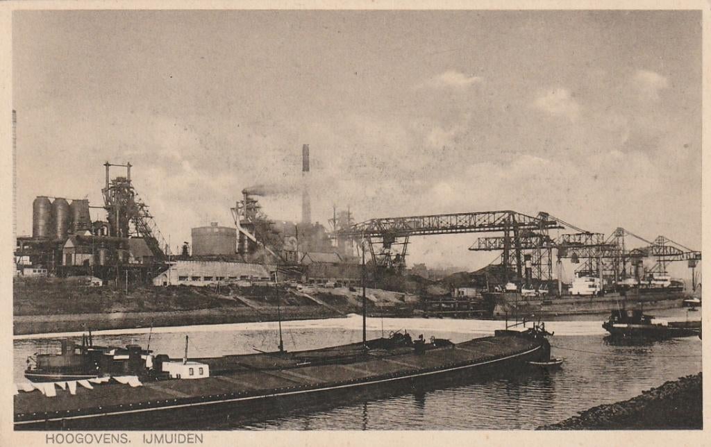 IJmuiden bij Beverwijk  Hoogovens boot boten 1933, Verzamelen, Ophalen of Verzenden, 1920 tot 1940, Ongelopen, Noord-Holland