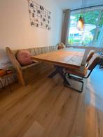 Houten Eettafel met Metalen Onderstel, Ophalen, Gebruikt, 200 cm of meer, 50 tot 100 cm