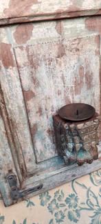 Brocante wanddecoratie hout voor kaars, Ophalen of Verzenden