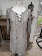 Supermooie linnen jurk Sandwich met steekzakken mt S 36, Beige, Ophalen of Verzenden, Zo goed als nieuw, Maat 36 (S)