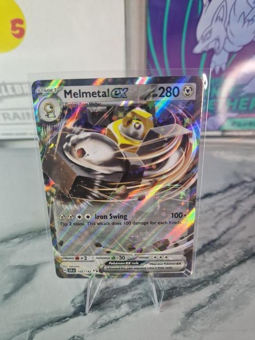 Pokemon Kaart: Melmetal EX (SCR 105/142), Hobby en Vrije tijd, Verzamelkaartspellen | Pokémon, Nieuw, Losse kaart, Foil, Verzenden