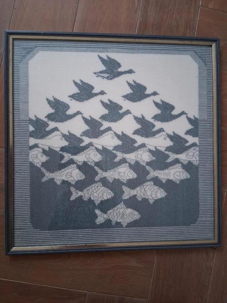 Borduurwerk naar Eschers ‘Lucht en water’ *eureka*, Hobby en Vrije tijd, Borduren en Borduurmachines, Zo goed als nieuw, Overige typen