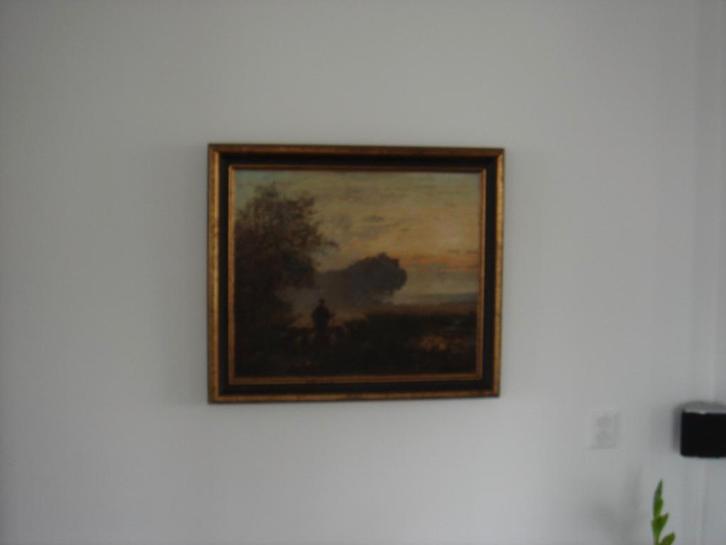 Olieverf schilderij Constant Troyon, origineel! Gesigneerd, Antiek en Kunst, Kunst | Schilderijen | Klassiek, Ophalen of Verzenden