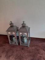 2 mooie grote windlichten, Huis en Inrichting, Ophalen, Zo goed als nieuw, Metaal, Minder dan 25 cm