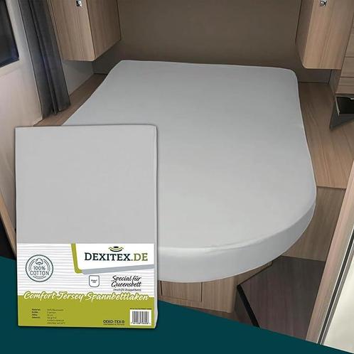 Queensbed/Eilandbed Jersey hoeslaken - wit, lichtgrijs of, Caravans en Kamperen, Caravan accessoires, Nieuw, Verzenden