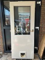 Binnendeur met hang en sluitwerk, kattenluik en raam, Ophalen, Gebruikt, 80 tot 100 cm, Binnendeur