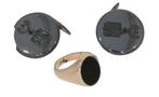 Familiewapen onyx 14k gouden vintage zegelring manchetknopen, Sieraden, Tassen en Uiterlijk, Ophalen of Verzenden, Goud, Ring