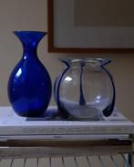 Set kobalt blauwe design vazen, Huis en Inrichting, Woonaccessoires | Vazen, Minder dan 50 cm, Glas, Blauw, Gebruikt