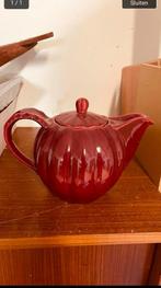 Vintage Rode Theepot, Ophalen, Gebruikt, Keramiek, Overige typen