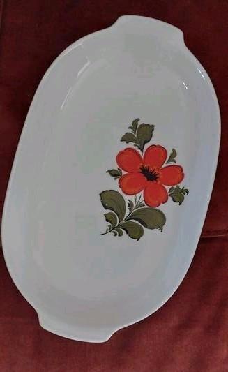 Retro vintage schaal Arzberg Bavaria Germany wit bloem, Huis en Inrichting, Keuken | Servies, Zo goed als nieuw, Schaal of Schalen
