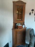 Houten hoekkast met glazen deur, Huis en Inrichting, Kasten | Buffetkasten, Ophalen, Gebruikt, 50 tot 100 cm, 150 tot 200 cm
