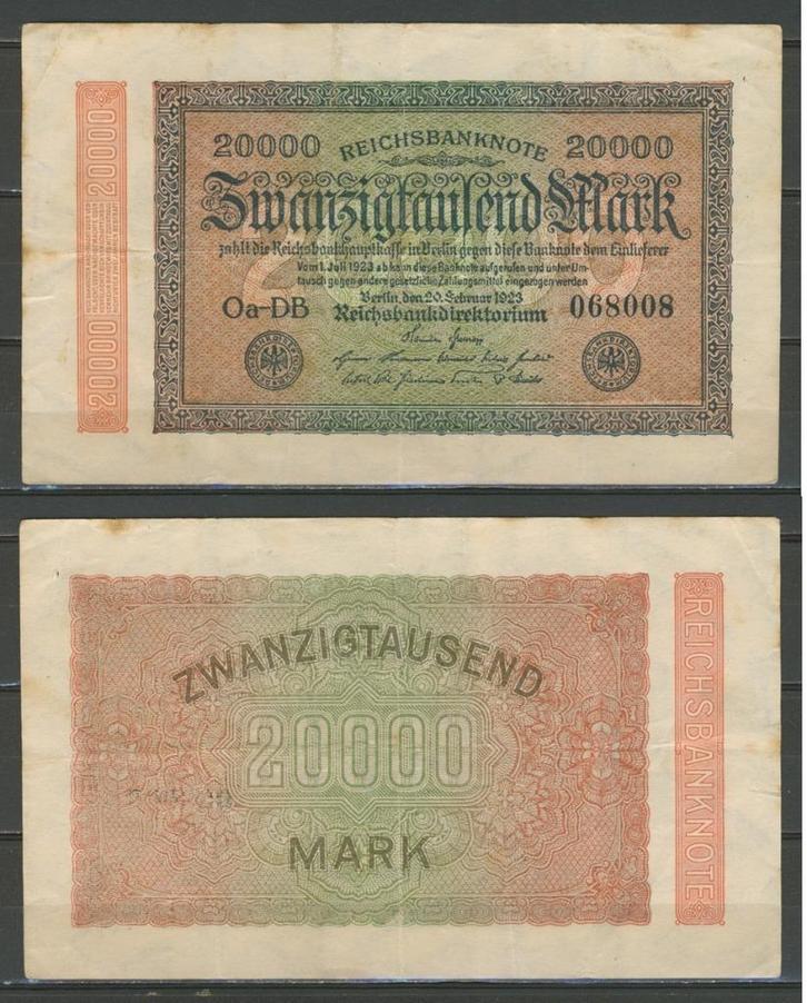 Berlin Berlijn 20000 Mark 1923 Reichsbanknote Biljet r-40, Postzegels en Munten, Bankbiljetten | Europa | Niet-Eurobiljetten, Los biljet