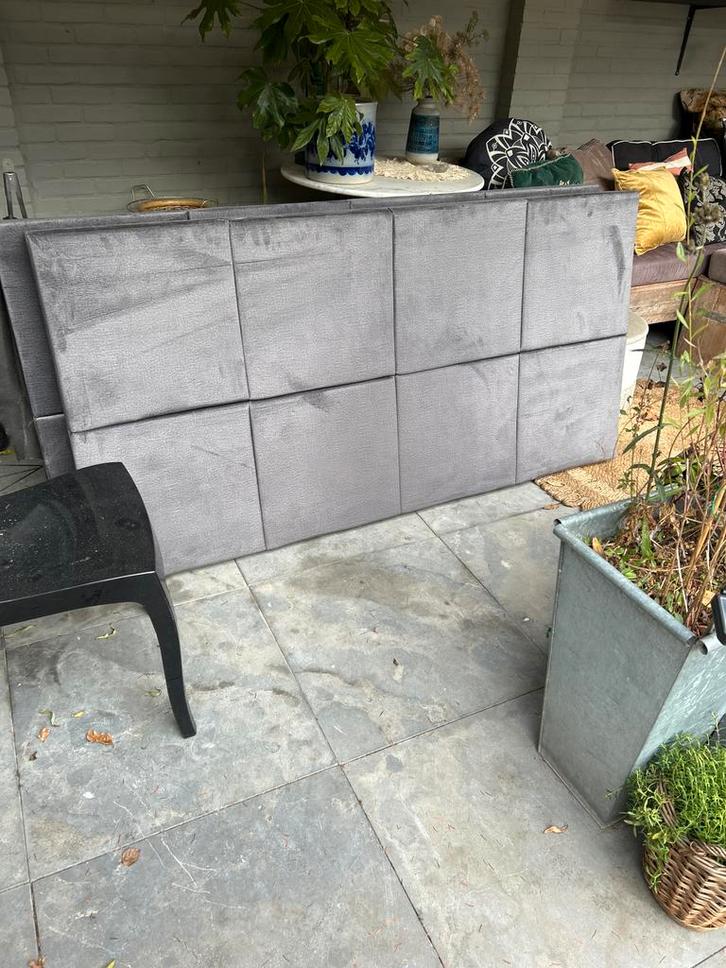 Mooi hoofdbord voor bed antracietkleurig velours, Huis en Inrichting, Slaapkamer | Bedden, Zo goed als nieuw, Tweepersoons, Overige maten