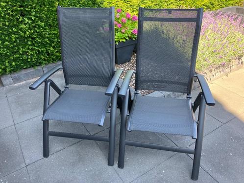 Z.G.A.N. 2x Tuinstoel Kettler Legato zwart verstelbaar, Tuin en Terras, Tuinstoelen, Zo goed als nieuw, Aluminium, Inklapbaar