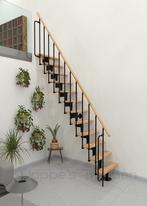 Kleine middenboomtrap staal met massief beuken treden, Doe-het-zelf en Verbouw, Verzenden, Nieuw, Trap, 2 tot 4 meter