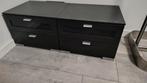 2 Zwarte Nachtkastjes - Gebruikt, Huis en Inrichting, Kasten | Ladekasten, Ophalen, Gebruikt, 1 of 2 laden, Minder dan 100 cm