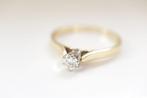 14 Karaat Gouden Solitair Ring Met 0.14ct Diamant, Ophalen of Verzenden, Zo goed als nieuw, 17 tot 18, Met edelsteen