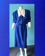 Vintage jaren 80 jurk blauw navy look maat 44, Maat 42/44 (L), Vintage, Gedragen, Onder de knie