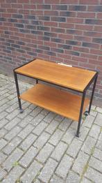 Retro jaren 50 serveerwagen, bijzettafel. Zwart metaal S12, Ophalen of Verzenden