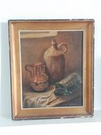 Stilleven met kruik, koperen pot en beker–Olie op doek, Antiek en Kunst, Ophalen