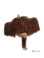 Vintage houten olifant hoofd beeld houtsnijwerk wand, Ophalen of Verzenden, Gebruikt